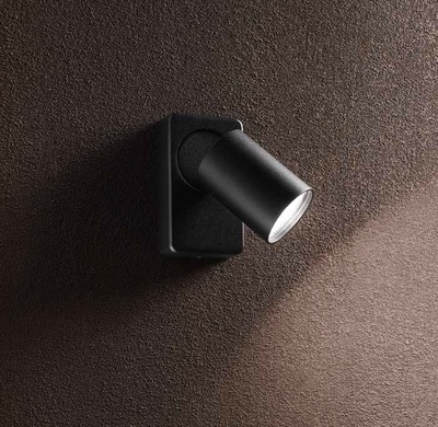 Faretto nero design tondo orientabile con  lampadina LED RUDY AP1 ROUND NERO IDEAL LUX