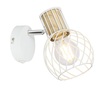 Faretto plafoniera orientabile in bianco e legno con gabbia metallica curva  43764 - foto 4