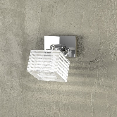 Faretto orientabile vetro design quadrato base cromata 1047/F1 TOP LIGHT