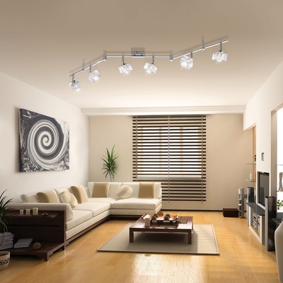 Lampadario a plafoniera 6 luci faretti vetro quadro orientabili 1047/F6 TOP LIGHT