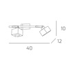 Misure Lampada 2 faretti design vetro quadrato con righe satinate
