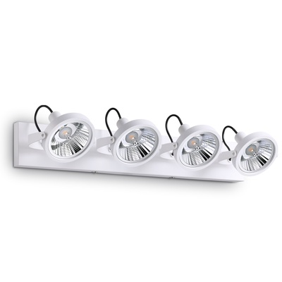 Plafoniera bianca 4 faretti a parabola orientabili per luce tecnica design direzionata GLIM PL4 BIAN