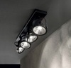 Barra compatta illuminazione a parete o soffitto 4 faretti neri a parabola stile industrial GLIM PL4