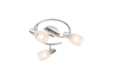 Plafoniera 3 luci cromata con faretti orientabili vetro a righe 54985-3 LUCI MODERNE