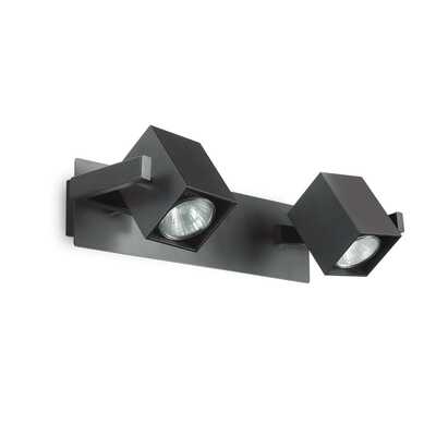 Applique o plafoniera nera con 2 faretti orientabili design quadro MOUSE AP2 NERO IDEAL LUX