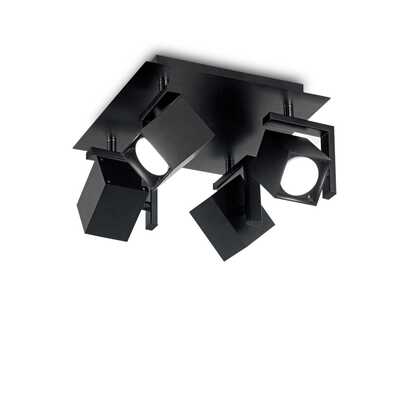 Faretti lampadari da soffitto a 4 luci design quadro nero MOUSE PL4 NERO IDEAL LUX