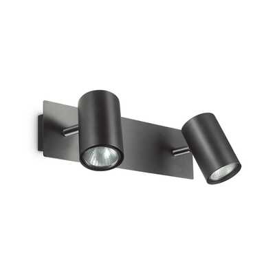 Plafoiera moderna muro o soffitto 2 faretti nero opaco SPOT AP2 NERO IDEAL LUX