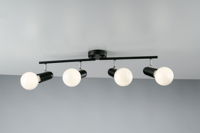 Plafoniera lineare 4 faretti orientabili neri 39649 LUCI MODERNE