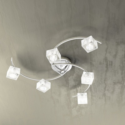 Plafoniera design particolare 6 faretti vetro 1047/PL6 TOP LIGHT