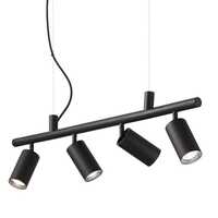 Quattro faretti orientabili neri su lampadario 76cm a sospensione DYNAMITE SP4 NERO IDEAL LUX