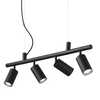 Quattro faretti orientabili neri su lampadario 76cm a sospensione DYNAMITE SP4 NERO IDEAL LUX
