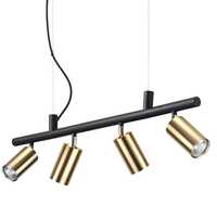 Quattro faretti orientabili ottone satinato su lampadario 76cm a sospensione DYNAMITE SP4 OTTONE  ID