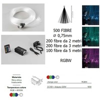 Kit fibra ottica a LED 500 fili SIDE GLOW da 2 a 5 metri con illuminatore RGB e telecomando LUCI E C
