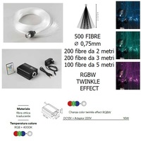 Kit illuminatore fibra ottica SIDE GLOW LED 500 fili da 2 a 5 metri RGB telecomando effetto TWINKLE
