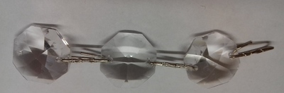 Ottagoni in cristallo trasparente con clips cromo 37723 RICAMBI