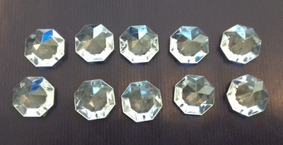 10 Ottagoni in vetro trasparente 25mm 37719 RICAMBI