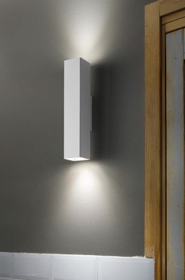 Applique bianca 30cm a tubo quadro fascio luminoso superiore e inferiore LOOK AP02 SQUARE D6.0 H030 