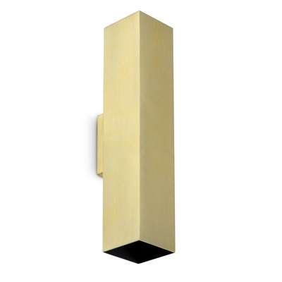 Applique ottone lunga a tubo quadro con GU10 sopra e sotto LOOK AP02 SQUARE D6.0 H030 OTTONE IDEAL L