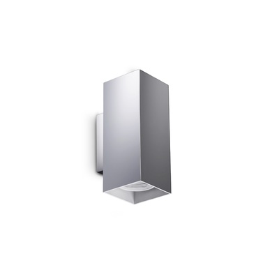 Applique cromata compatta a doppia emissione LOOK AP02 SQUARE D6.0 H015 CROMO IDEAL LUX