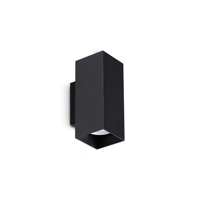 Applique nera 15cm con luce sopra e sotto LOOK AP02 SQUARE D6.0 H015 NERO IDEAL LUX