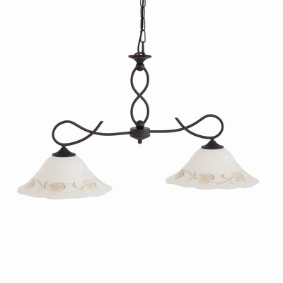 Lampadario a bilanciere 2 luci decoro edera ambra FOGLIA SP2 LUCI CLASSICHE