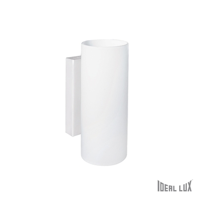 Applique moderna piccola tubolare 2 luci con basetta bianca PAUL AP2 ROUND IDEAL LUX