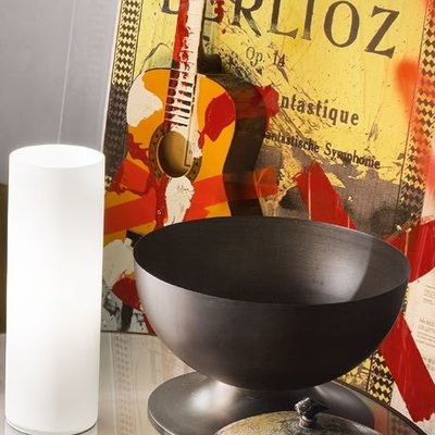Lampada tavolo grande tubo cilindro bianca alta 35cm in vetro EDO TL1 BIG IDEAL LUX
