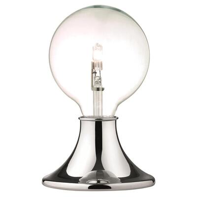 Lampada da tavolo base cromata e lampadina a vista interruttore on off CROMO LUCI MODERNE