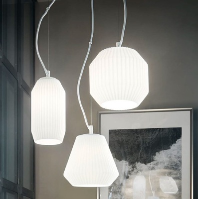 Lampadario a grappolo moderno 3 luci vetro bianco ORIGAMI SP3 IDEAL LUX