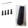 Dettagli Lampadario nero 4 luci lineare con diffusori in spago intrecciato altezze diverse