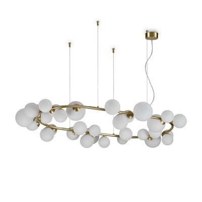 Lampadario ovale di design elegante per arredamento classico o moderno PERLAGE SP30 OTTONE IDEAL LUX