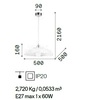 Misure Lampadario cucina tinello o salotto a sospensione diametro 50cm vetro bianco