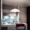 Terza foto Lampadario cucina tinello o salotto a sospensione diametro 50cm vetro bianco