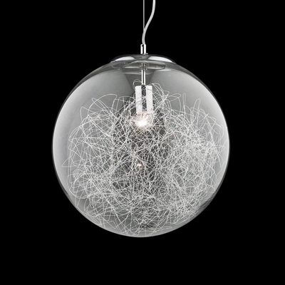 Lampadario sfera trasparente moderna da 40cm con fili metallici MAPA MAX SP1 D40 IDEAL LUX