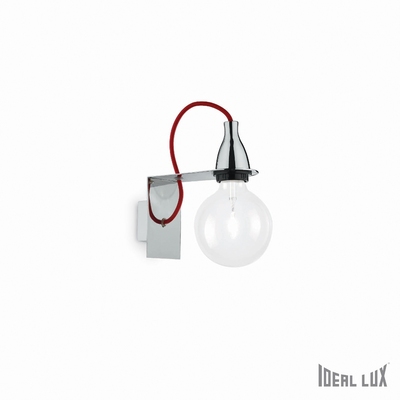Applique cromo con cavo rosso e lampadina a vista E27 MINIMAL AP1 CROMO IDEAL LUX
