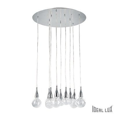 Lampadario moderno con fili a 10 luci lampadina a vista a LED MINIMAL SP10 CROMO IDEAL LUX