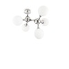 Plafoniera scultura cromo e 5 vetri bianchi a sfera NODI PL05 BIANCO IDEAL LUX