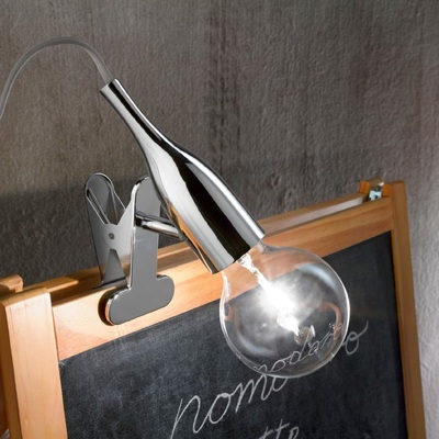 Lampada pinza cromata  lampadina vista PICCHIO AP1 CROMO IDEAL LUX