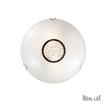 Plafoniera 2 luci bianco-nero cristalli rotonda OBLO PL2 d30 IDEAL LUX