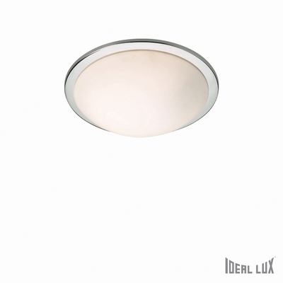 Plafoniera rotonda 25cm bianca bordo cromo chiusa RING PL1 IDEAL LUX