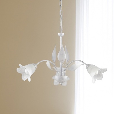 Lampadario ingresso con foglie bianco argento 3 luci  42391