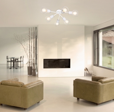 Lampadario 6 luci diffusori cromati a faretto E27 54014-6D GLOBO LIGHTING