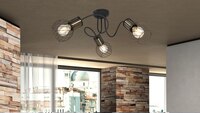 Lampadario moderno 3 faretti fissi E27 linea vintage griglia nera 54013-3 GLOBO LIGHTING