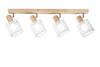 Altra foto Lampada 4 faretti snodabili soffitto parete scandi-chic legno chiaro e metallo