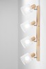 Dettaglio Lampada 4 faretti snodabili soffitto parete scandi-chic legno chiaro e metallo