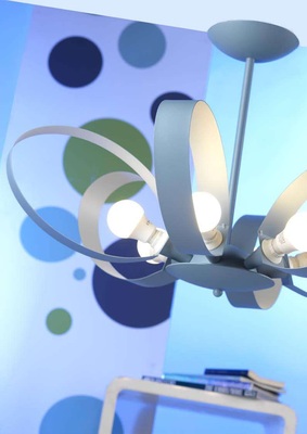 Lampadario luminoso a plafoniera 6 luci in metallo azzurro camerette  41418