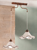 Bilanciere rustico 2 luci ceramica marrone per tavolo rettangolare  45252