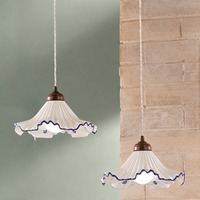 Lampadario doppio ceramica blu per penisola cucina e bancone  45251