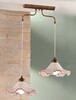 Lampadario 2 luci sfalsate ceramica bianca decoro rosso per cucina conviviale  45253