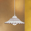 Lampadario casale piatto ad arco ceramica bianca decoro marrone 40 cm  45523
